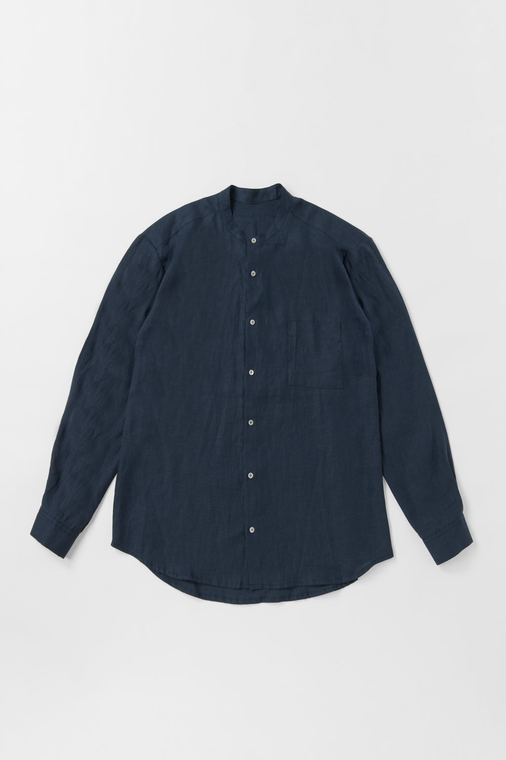 スタンドカラーメンズシャツヘンプ ネイビー – PG GAUZE