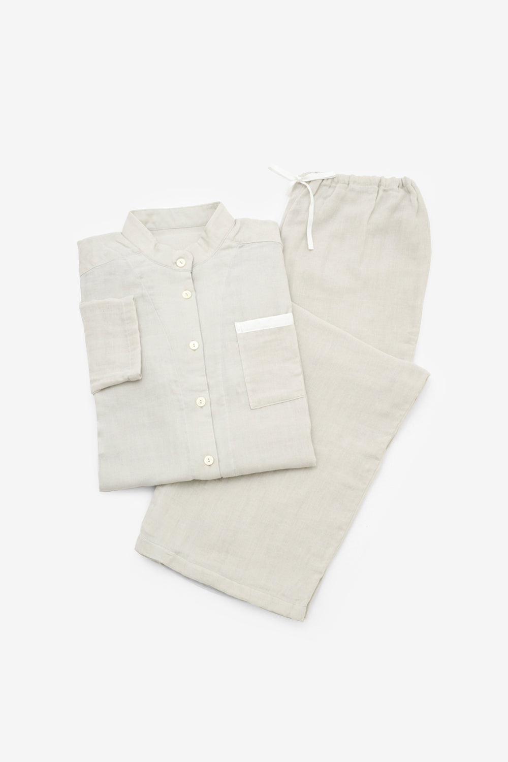 ガーゼスタンドカラーロングパジャマ レディス わかみどり – PG