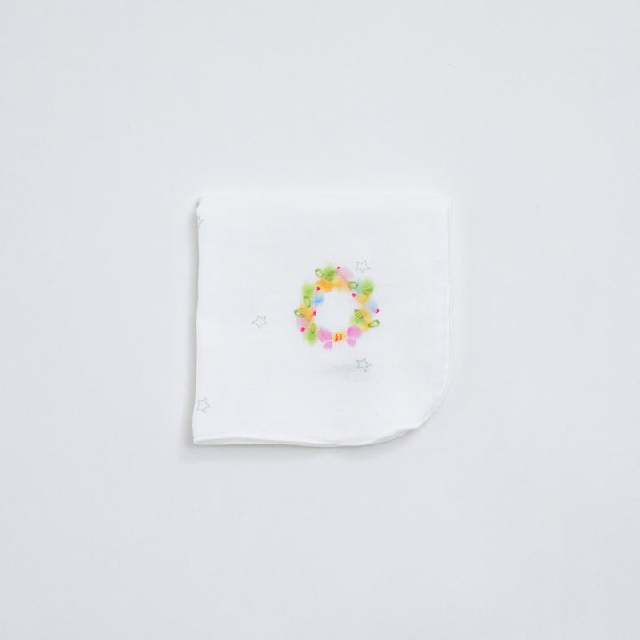 ガーゼハンカチ　クリスマス限定柄　リース