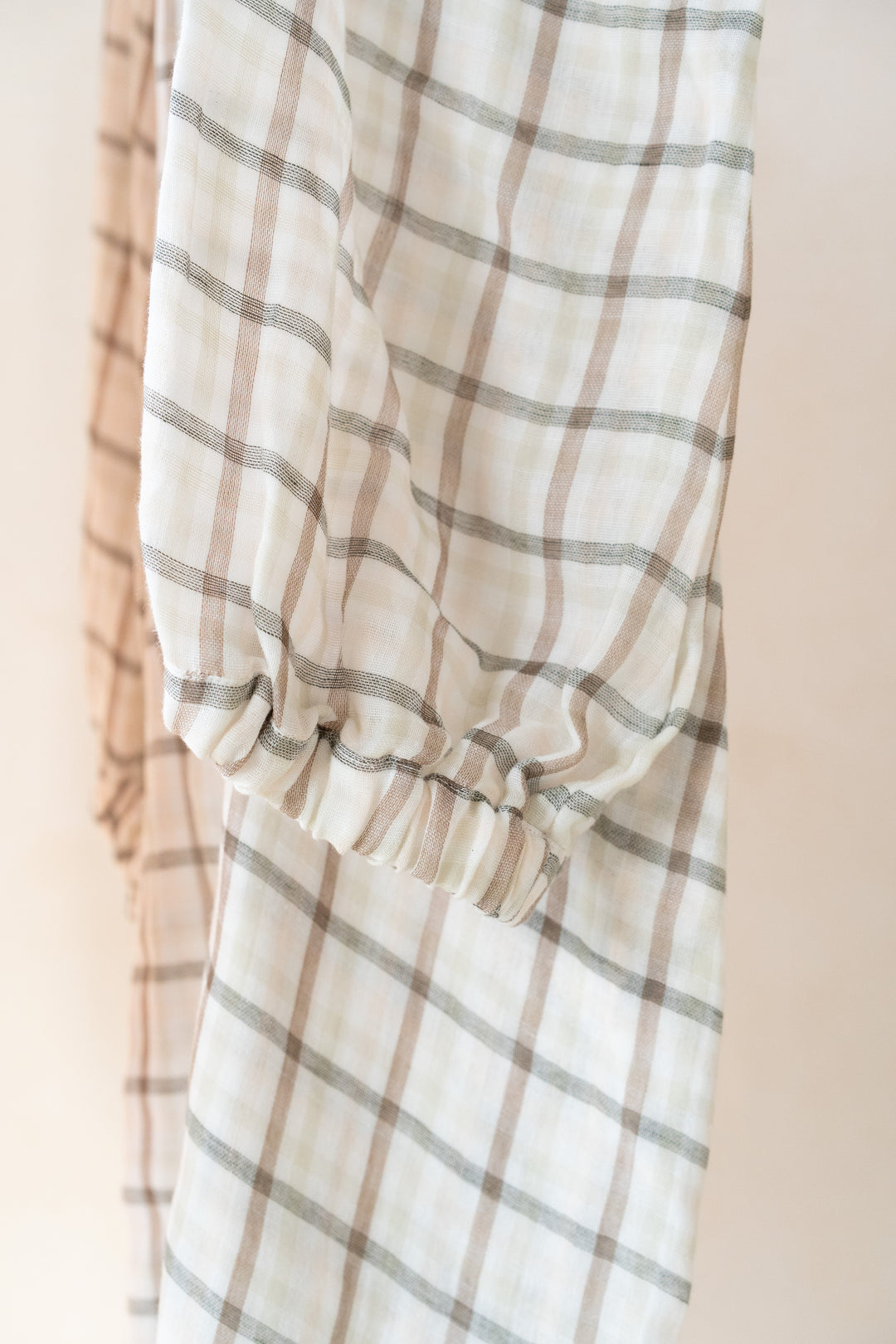 バルーンスリーブスモックワンピース<br>レディス<br>ブラウンチェック