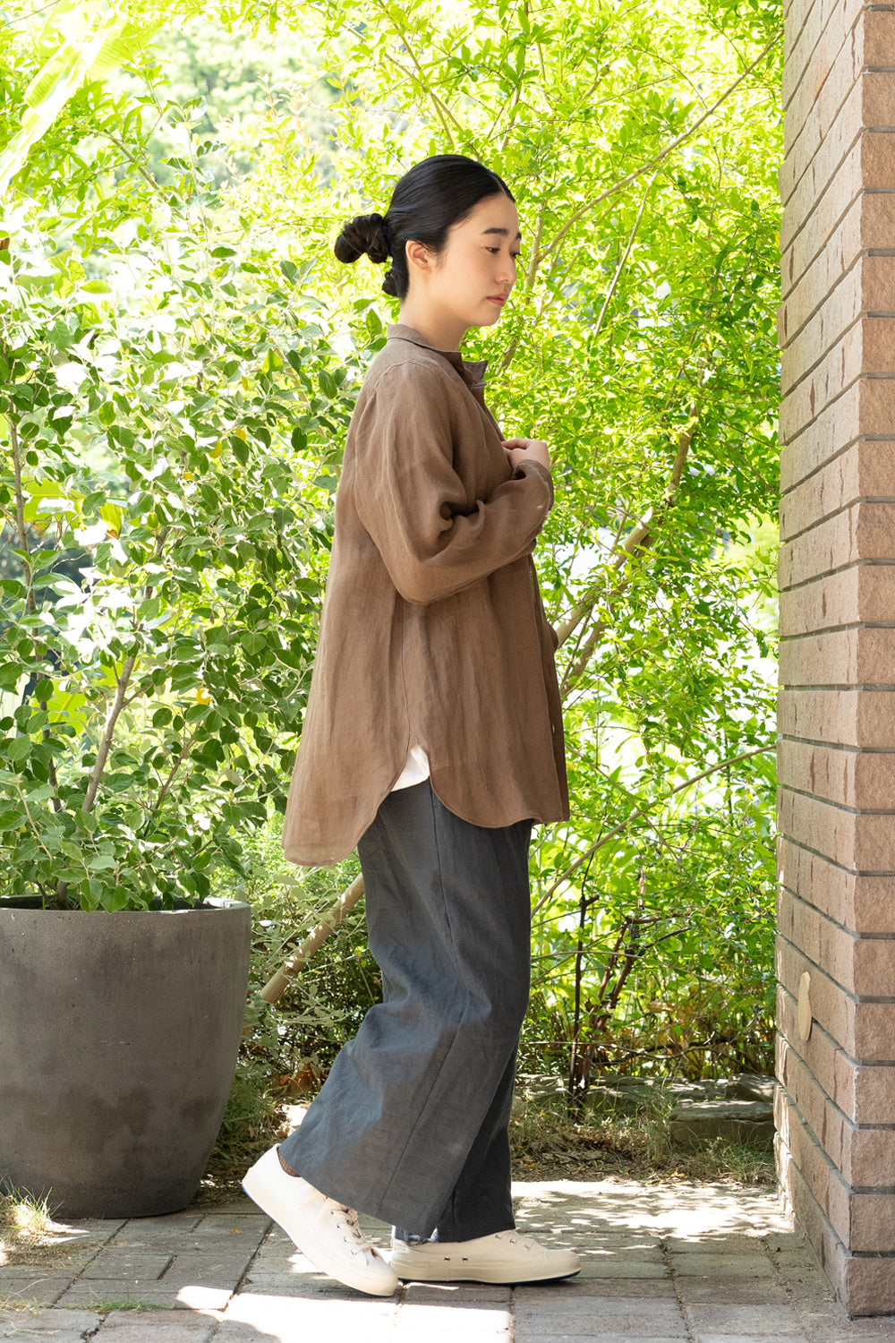 shirt linen khaki 