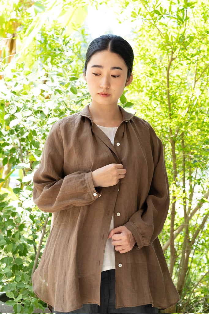 pg-gauze   シャツ  綿麻　カーキ  新品! ピージーガーゼ｜シャツ麻 カーキ – PG GAUZE