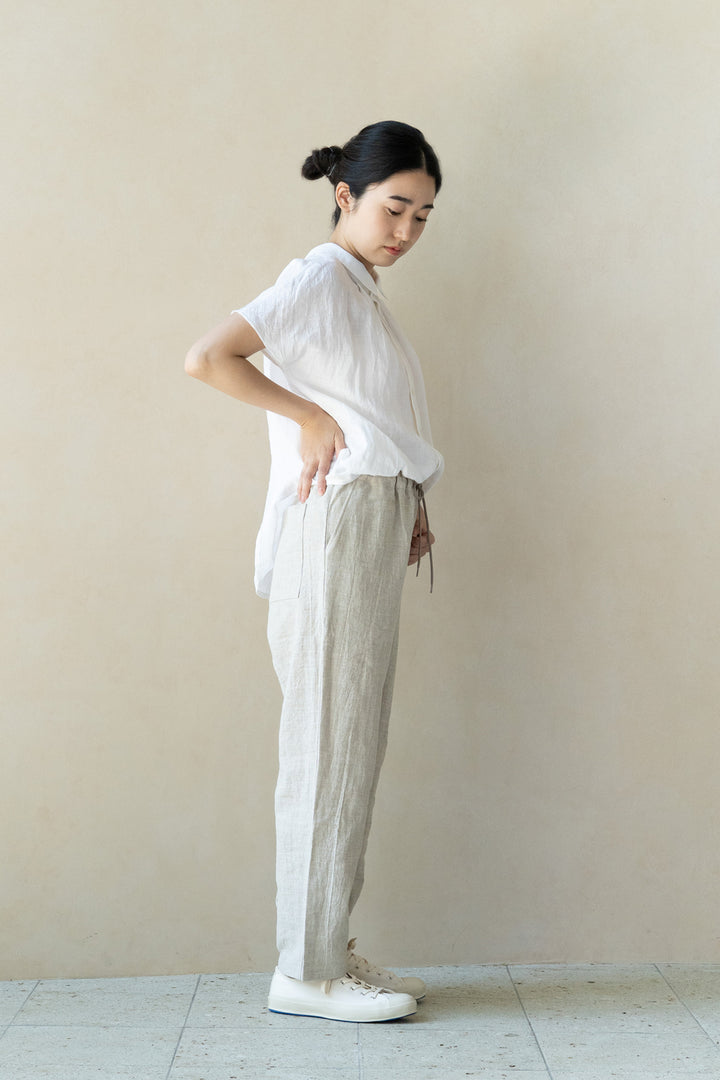 tapered pants cotton linen<br> AS5120B740<br> dark blue 