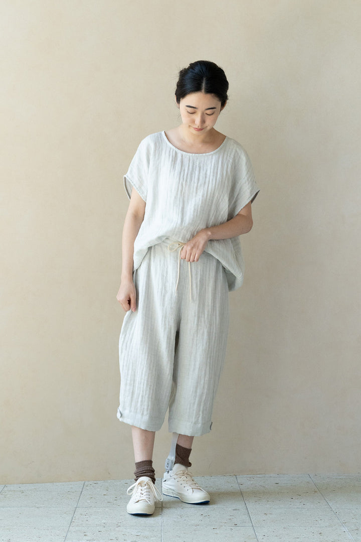 Short pants cotton linen khaki 
