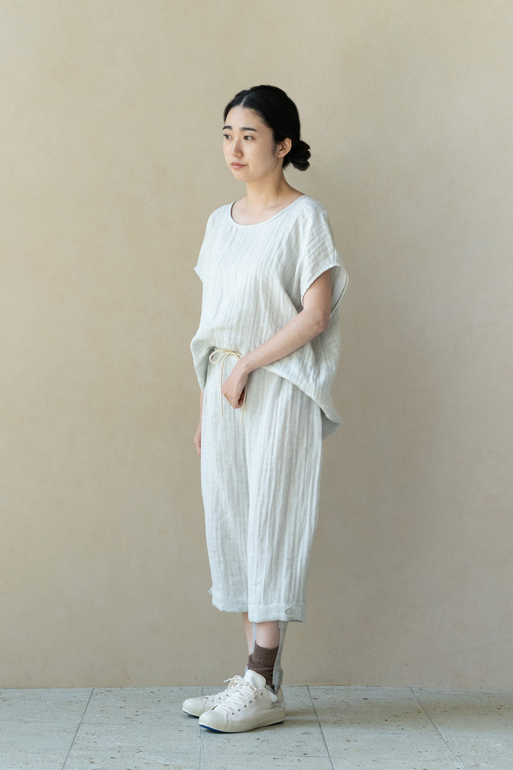 Short pants cotton linen khaki 