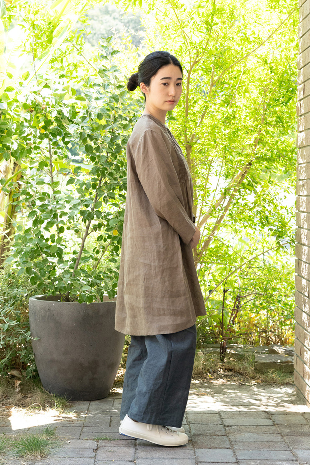 Tunic pintuck hemp off 