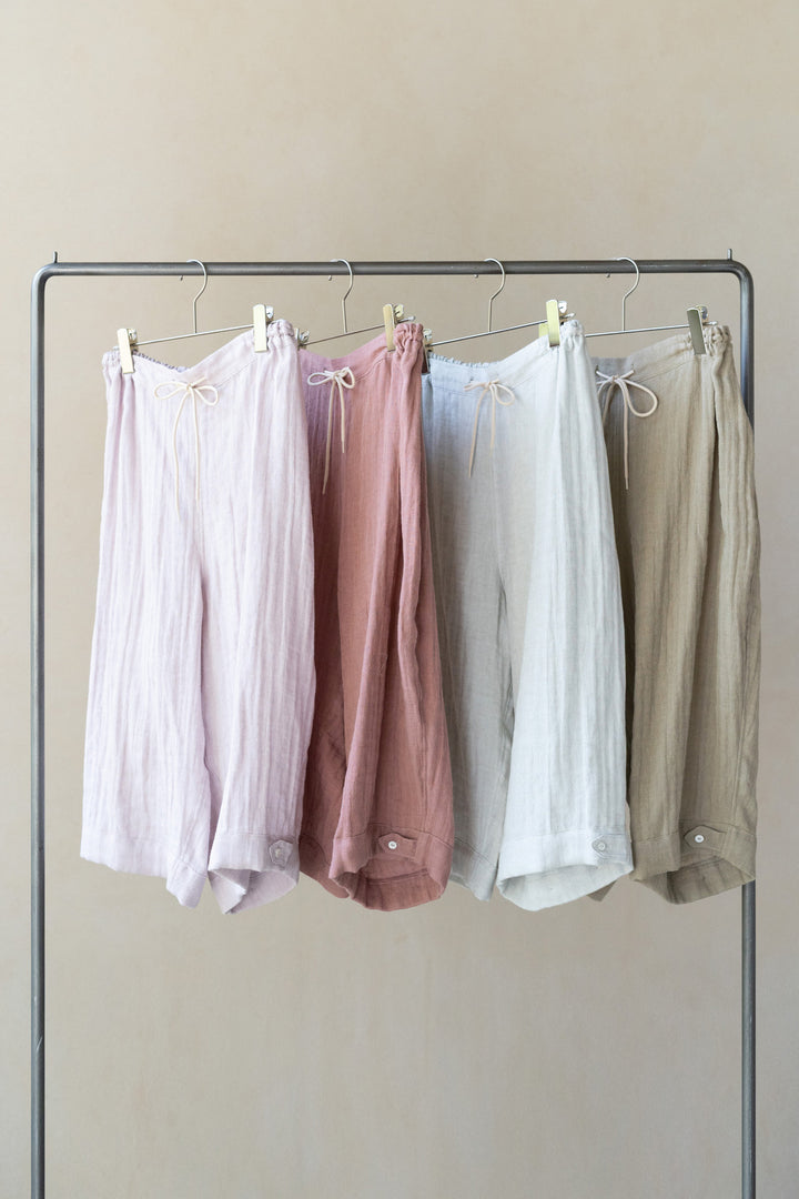 Short pants cotton linen khaki 