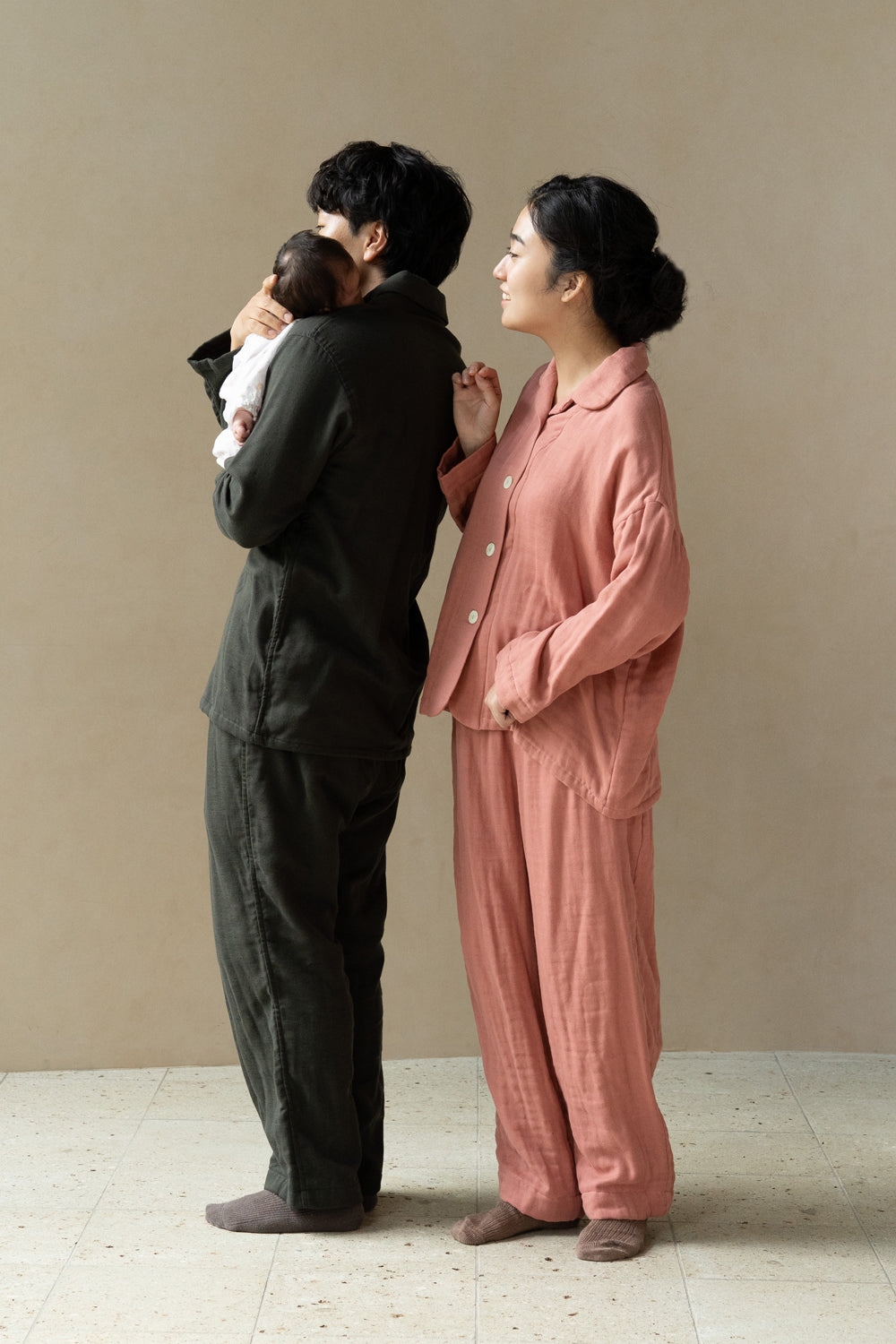 Warm gauze pajamas ladies lemon stripe 