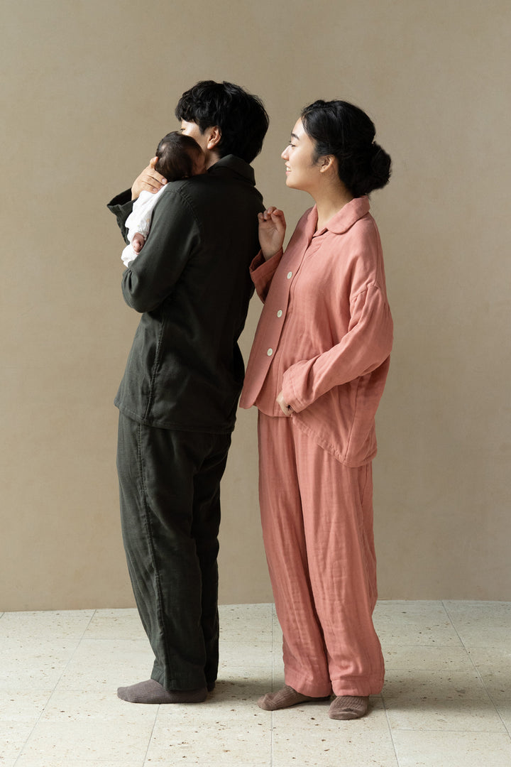 Warm gauze pajamas ladies lemon stripe 