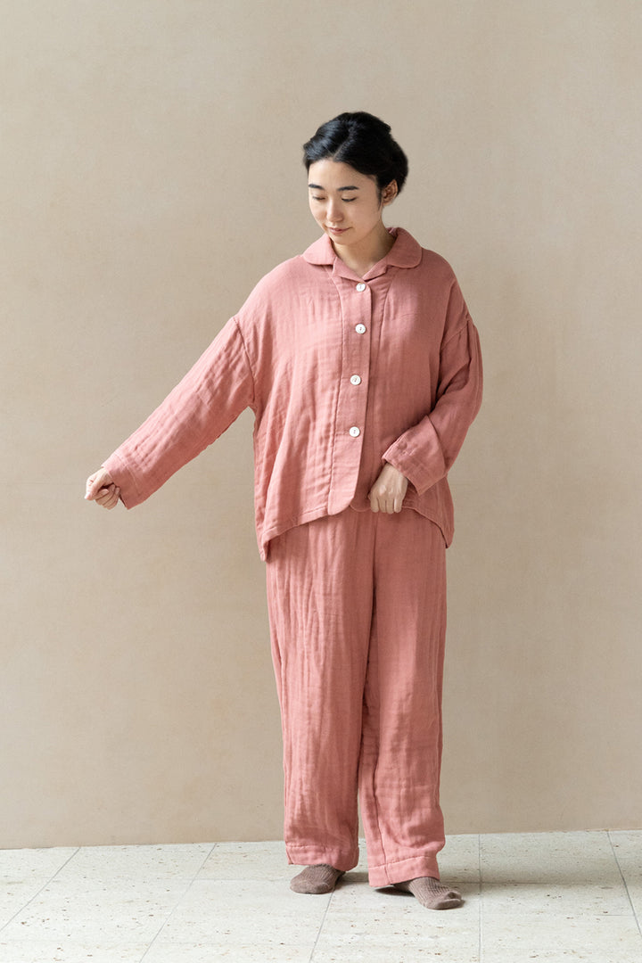 Warm gauze pajamas ladies lemon stripe 