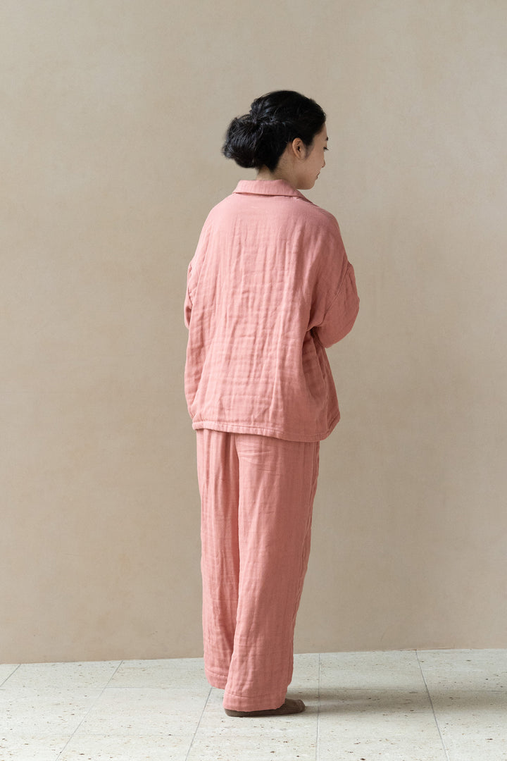 Warm gauze pajamas ladies lemon stripe 