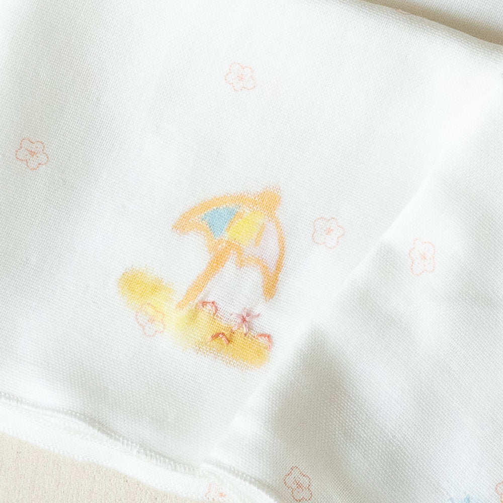 夏限定柄<br>ガーゼハンカチ　手描手刺繍