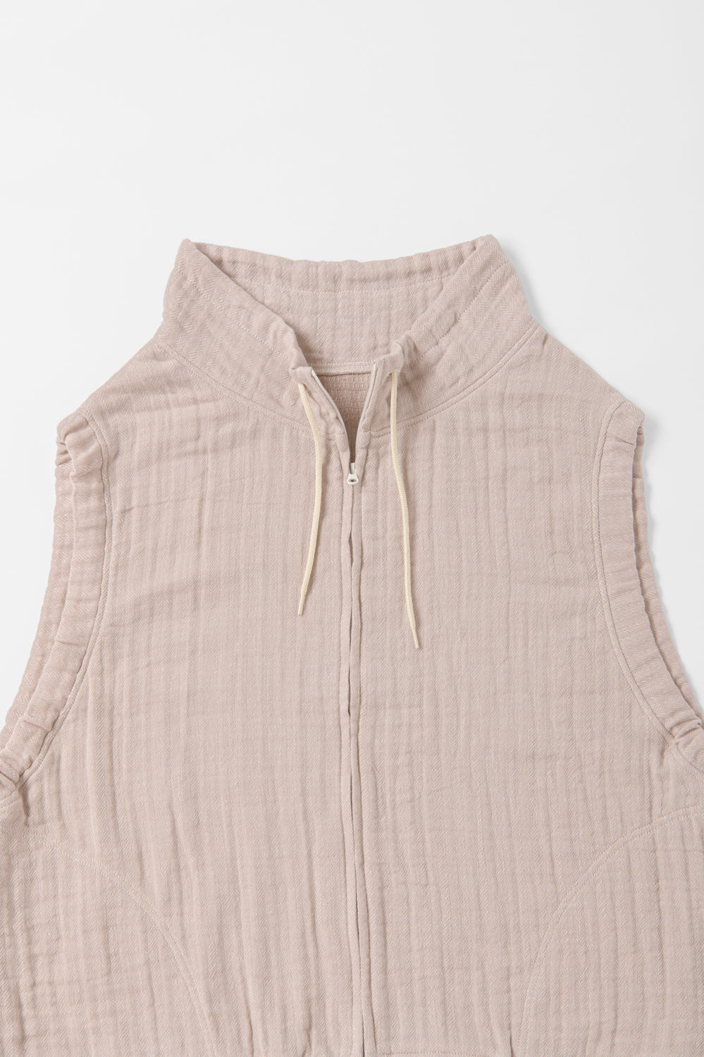 ハイネックベスト<br>ワッフルヘリンボン<br>ピンク