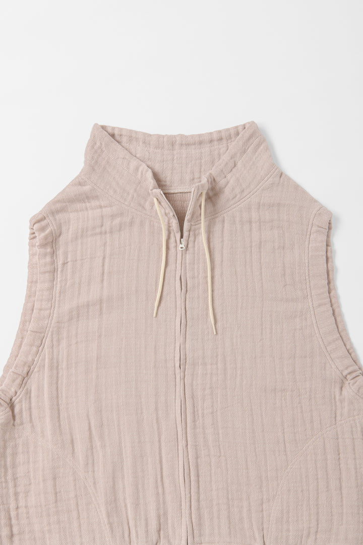 ハイネックベスト<br>ワッフルヘリンボン<br>ピンク