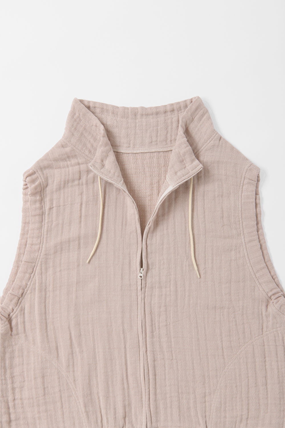 ハイネックベスト<br>ワッフルヘリンボン<br>ピンク