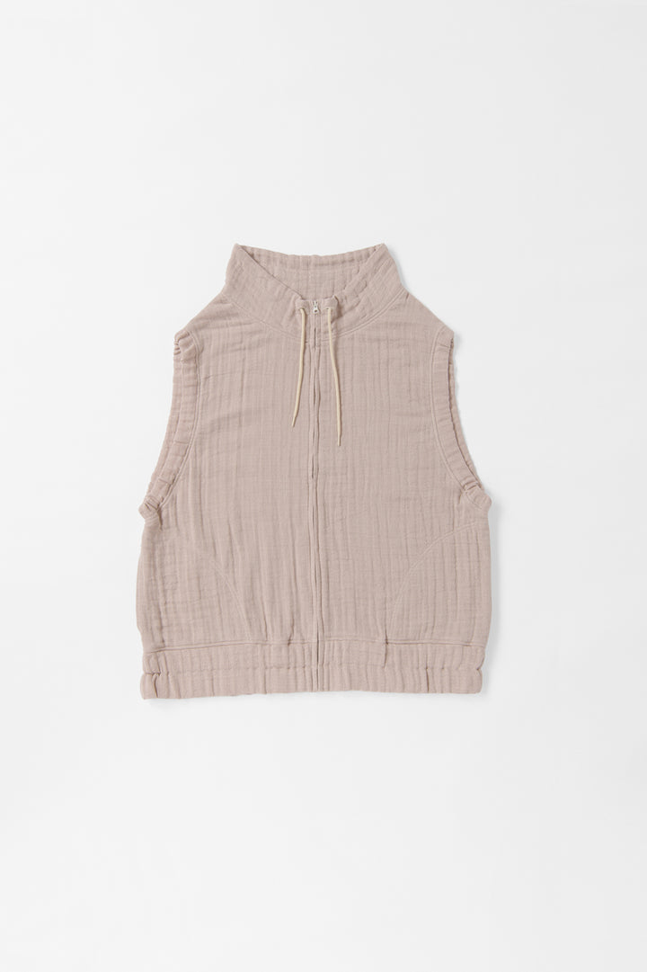 ハイネックベスト<br>ワッフルヘリンボン<br>ピンク