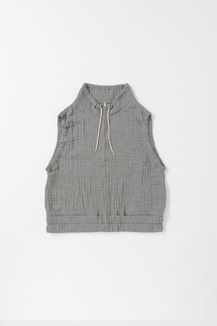 ハイネックベスト<br>ワッフルヘリンボン<br>チャコールグレー