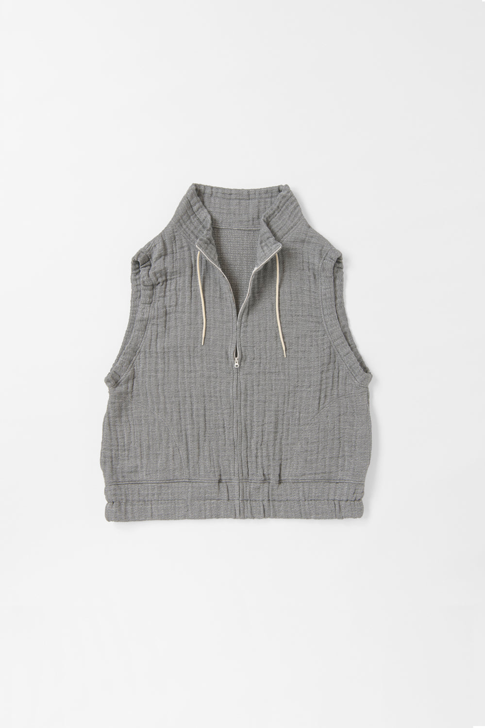 ハイネックベスト<br>ワッフルヘリンボン<br>チャコールグレー