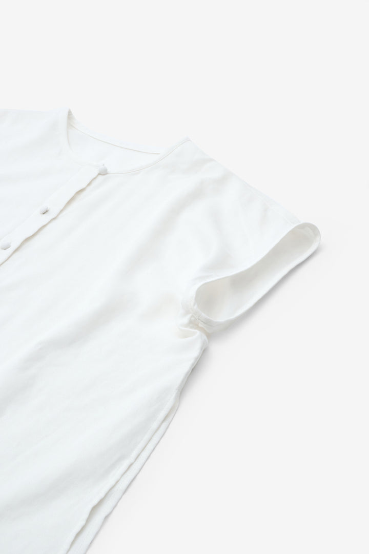 スリットブラウス<br>綾織　オフ