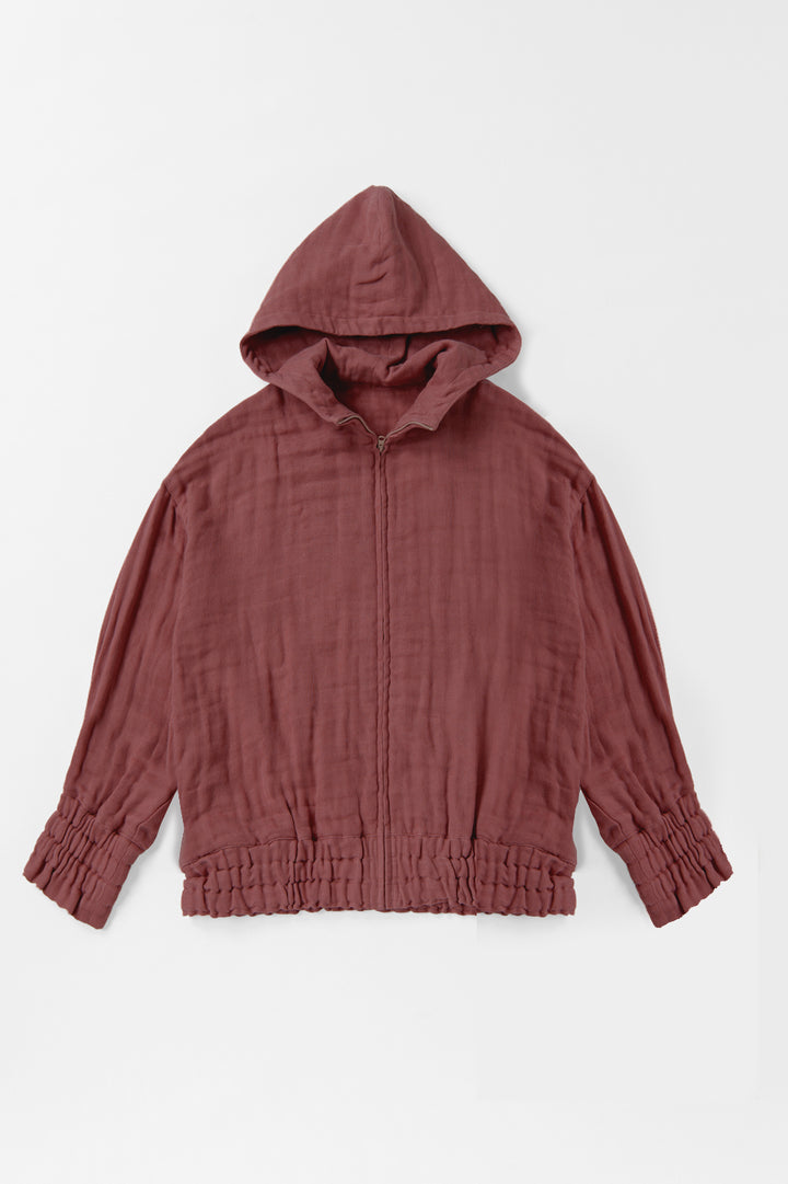 パーカー<br>綿ワッシャー　ブラウン