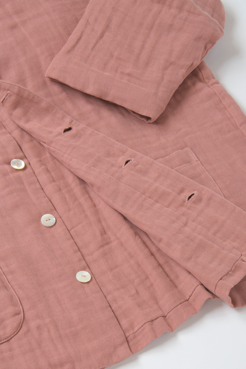 あたたかいメンズVネックはおり<br>綿ワッシャー　ピンク