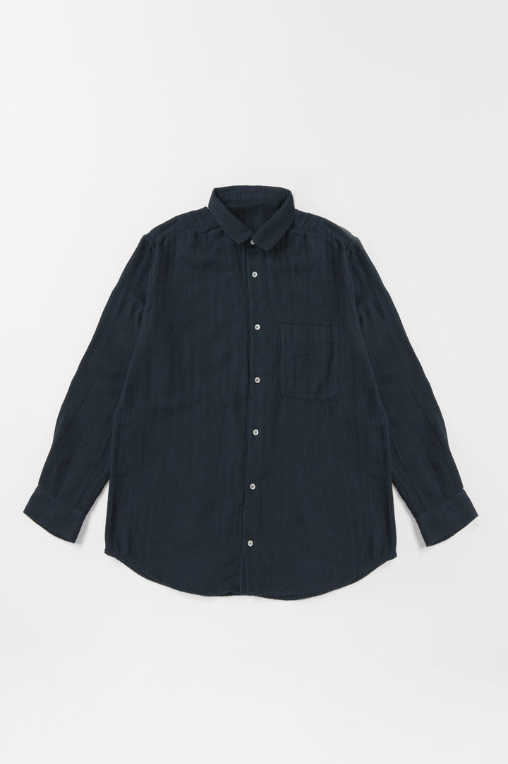 あたたかいメンズシャツ<br>ネイビー