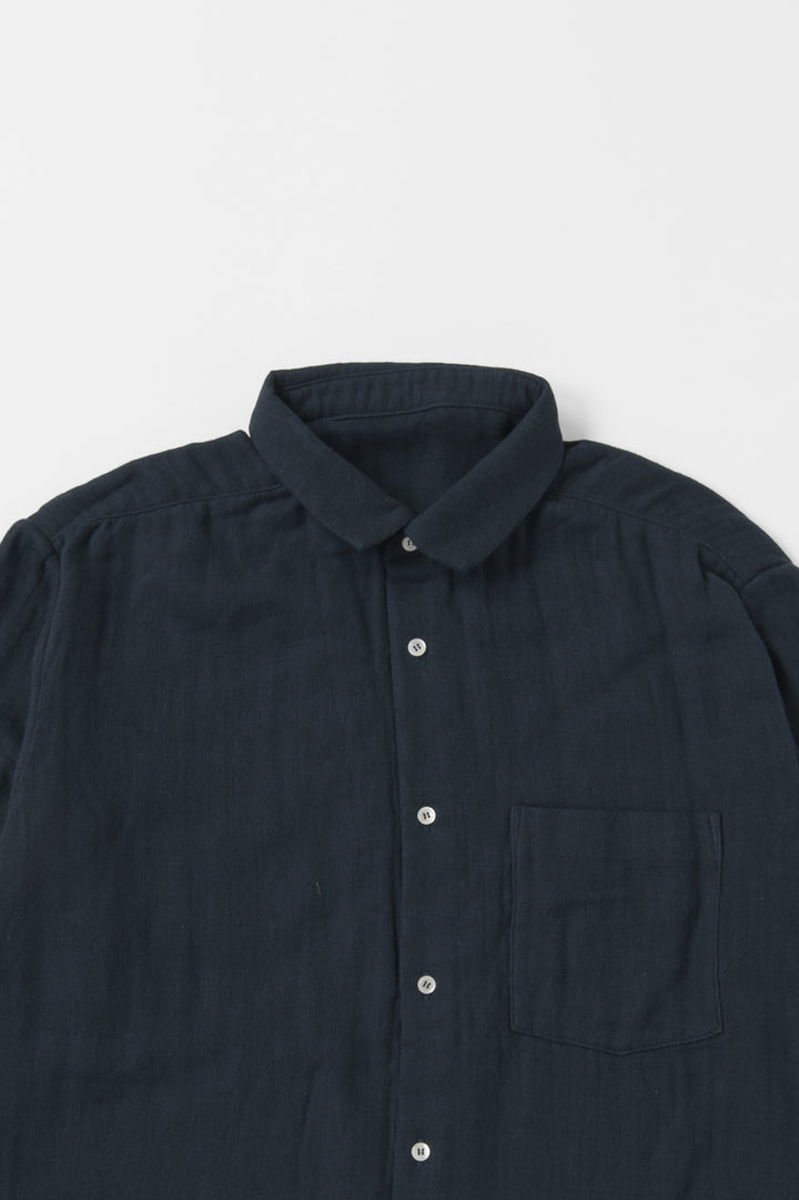 あたたかいメンズシャツ<br>ネイビー