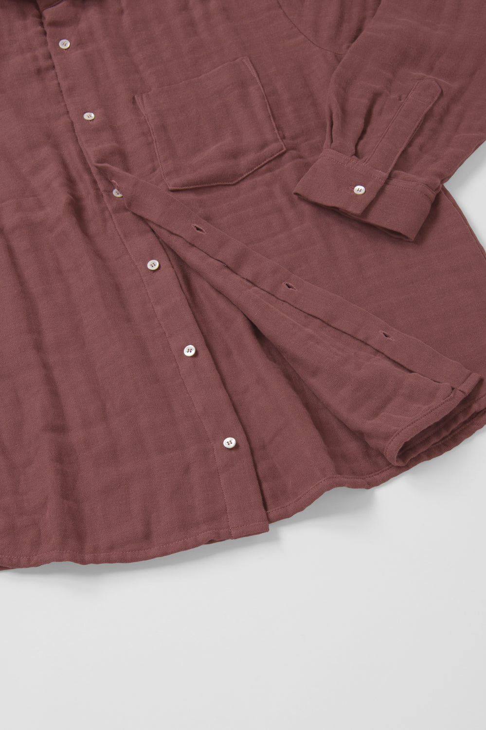 あたたかいメンズシャツ<br>綿ワッシャー　ブラウン