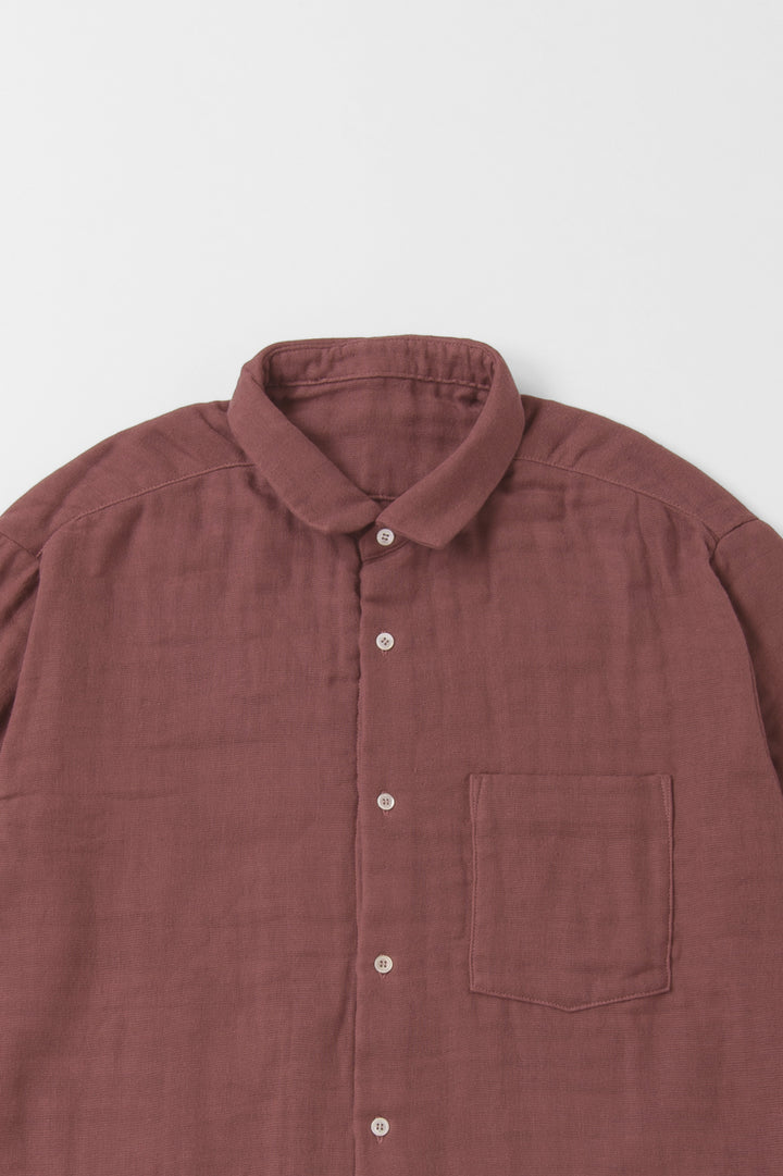 あたたかいメンズシャツ<br>綿ワッシャー　ブラウン