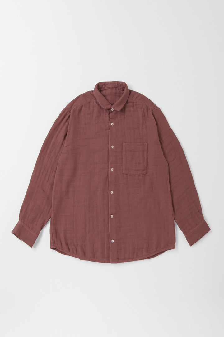 あたたかいメンズシャツ<br>綿ワッシャー　ブラウン