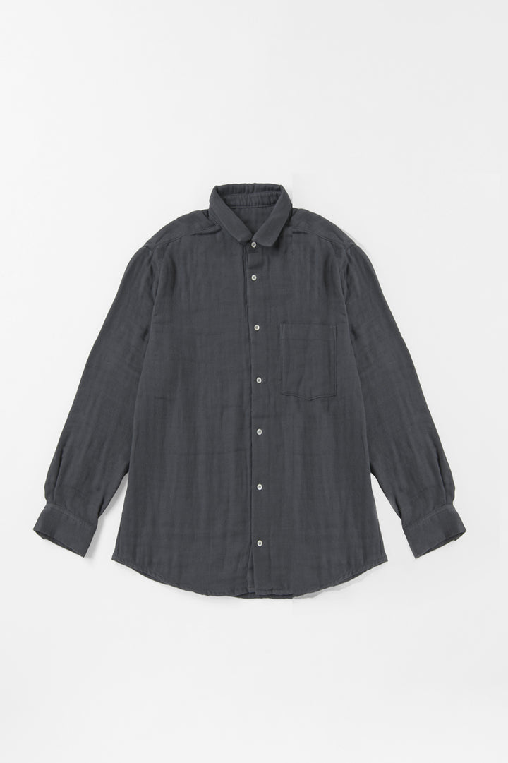 あたたかいメンズシャツ<br>綿ワッシャー　グレー