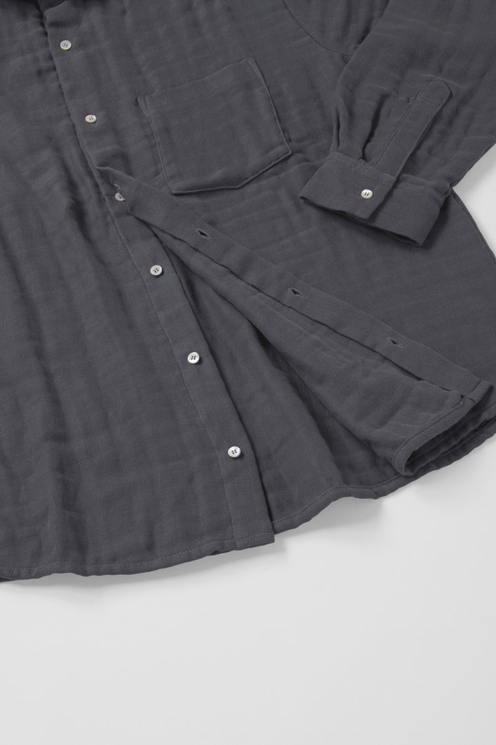 あたたかいメンズシャツ<br>綿ワッシャー　グレー