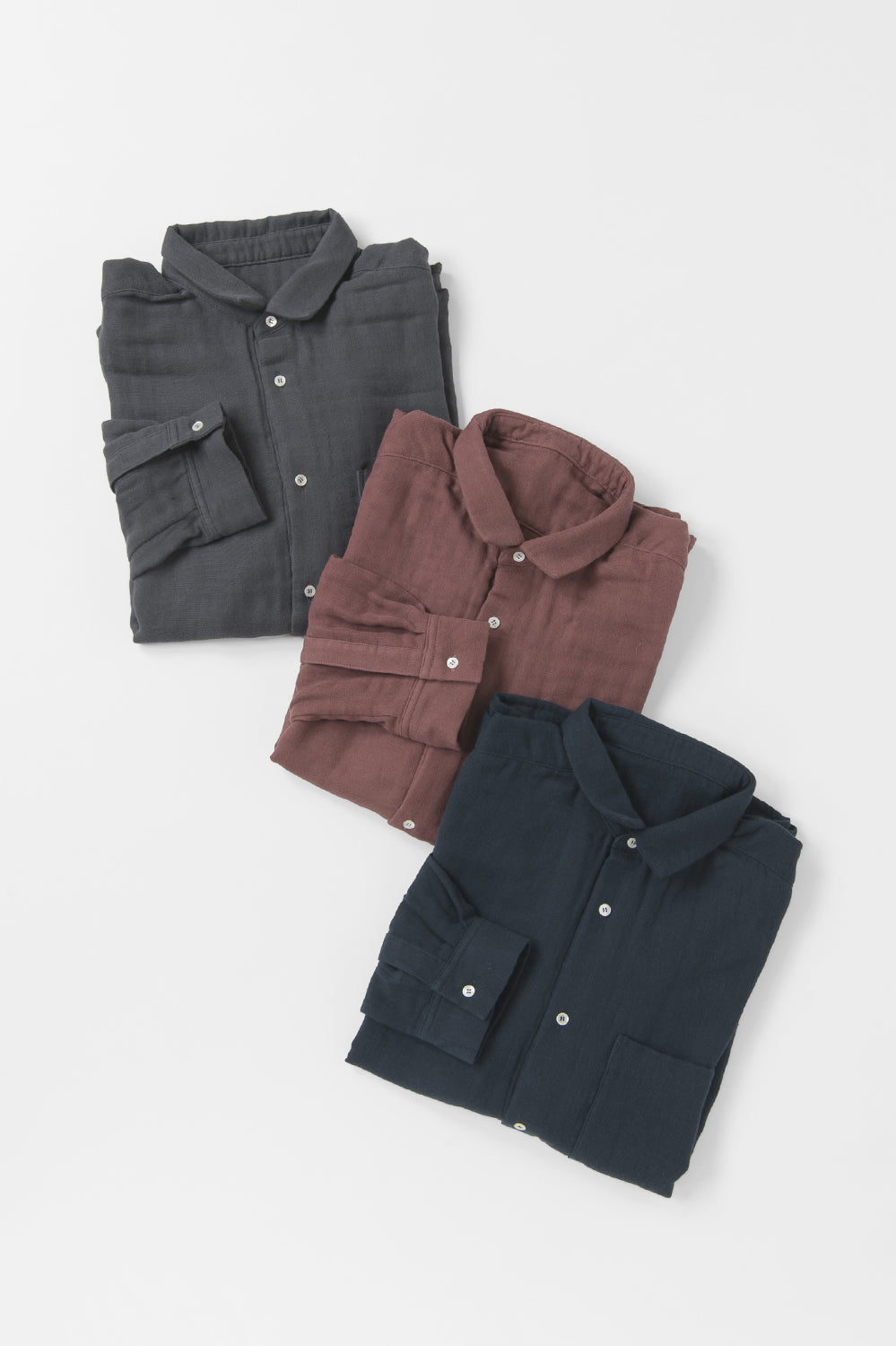 あたたかいメンズシャツ<br>綿ワッシャー　ブラウン