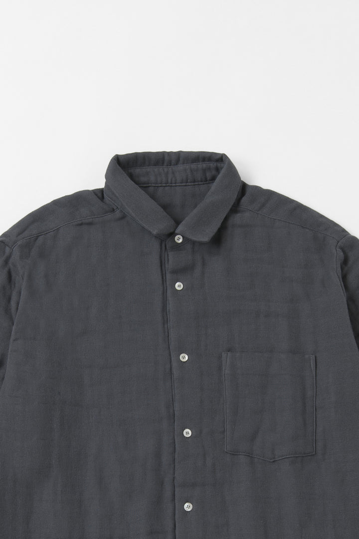 あたたかいメンズシャツ<br>綿ワッシャー　グレー