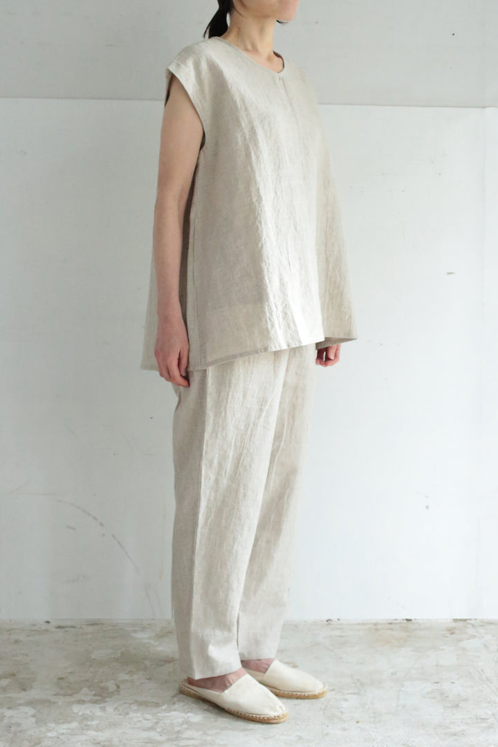 ストレートパンツ<br>コットンラミー<br>生成