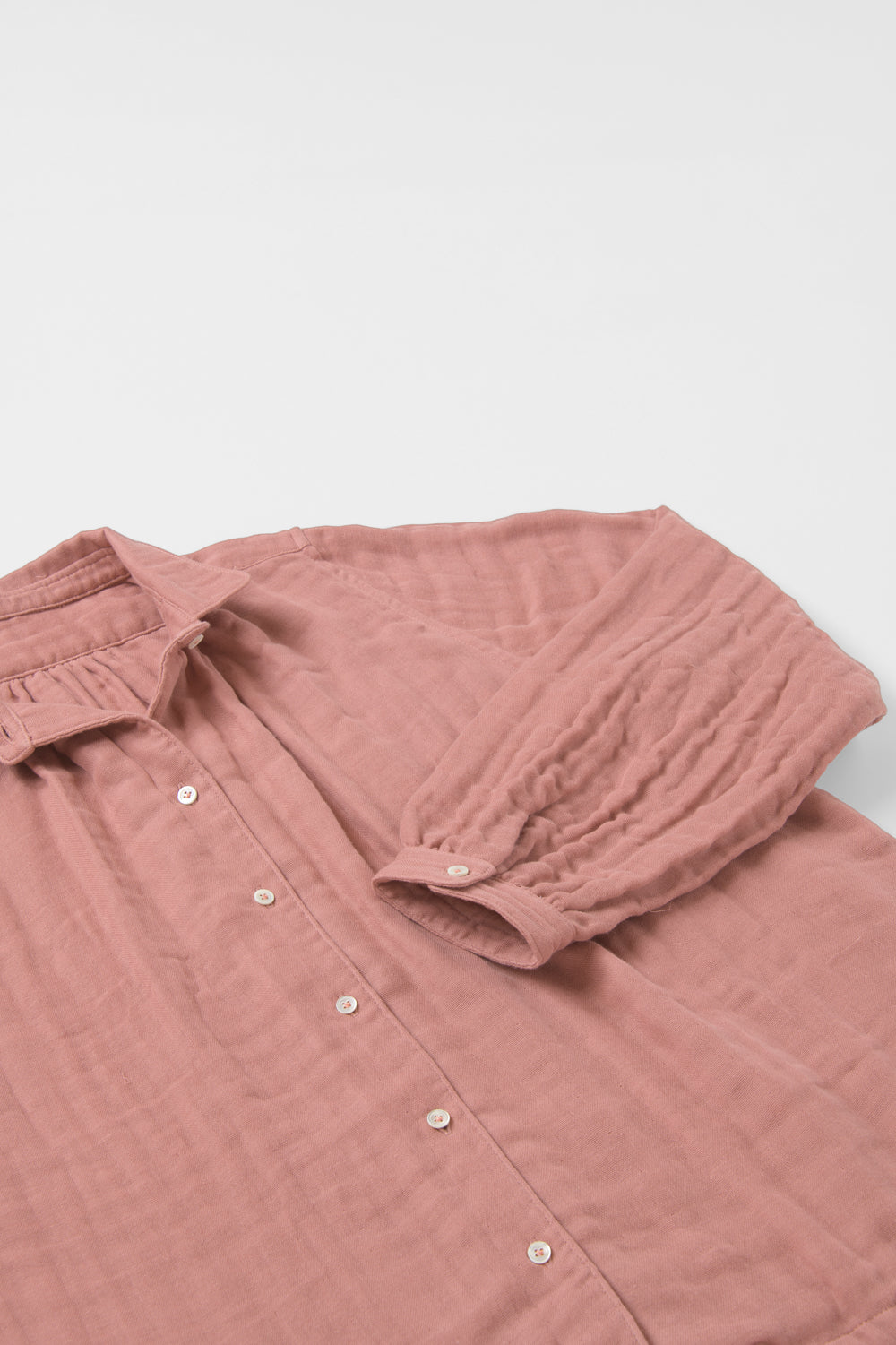 あたたかいブラウス<br>綿ワッシャー　ピンク