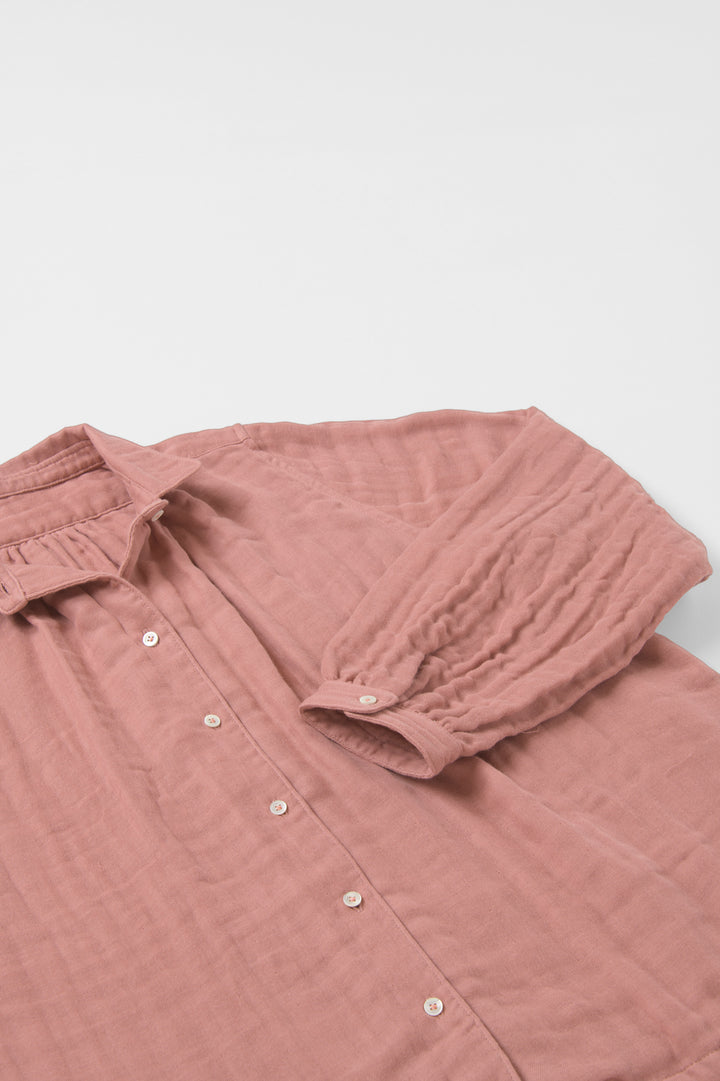 あたたかいブラウス<br>綿ワッシャー　ピンク