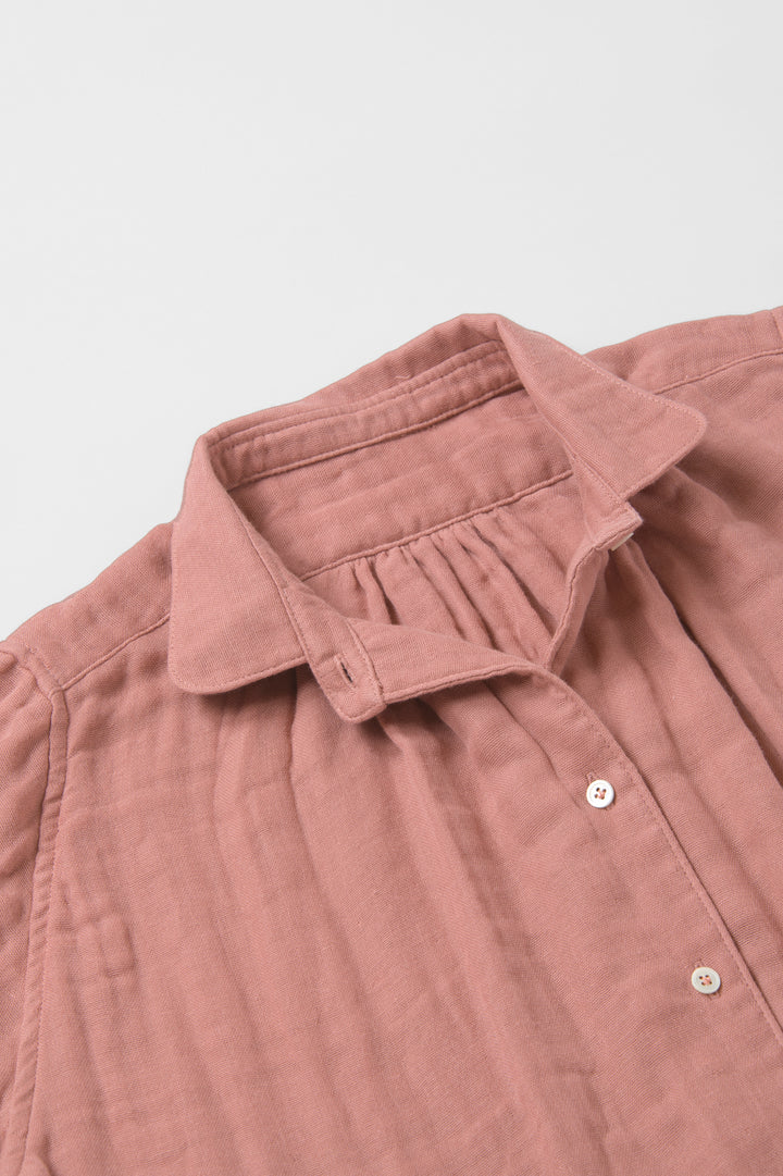 あたたかいブラウス<br>綿ワッシャー　ピンク