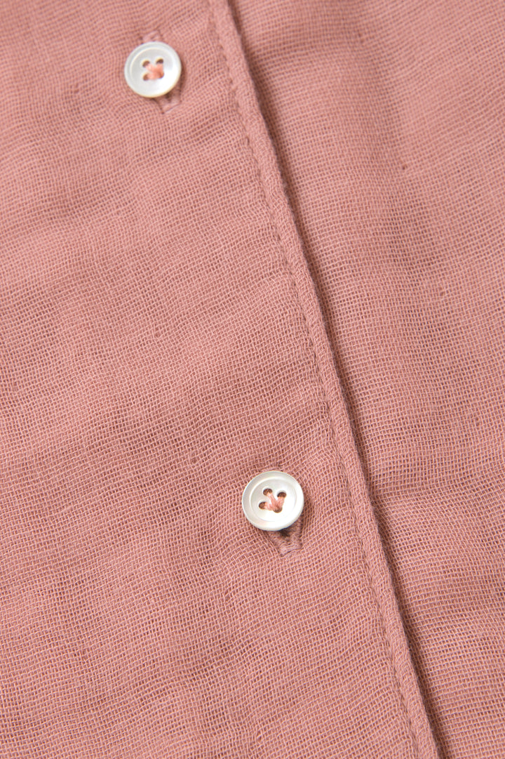 あたたかいブラウス<br>綿ワッシャー　ピンク