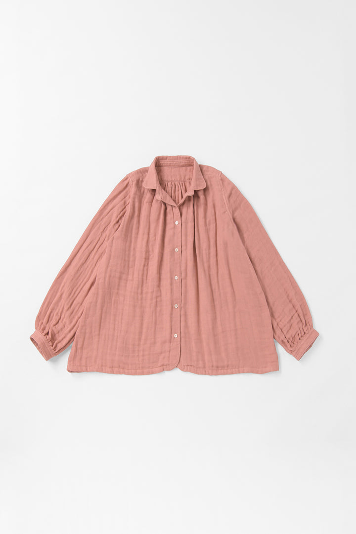 あたたかいブラウス<br>綿ワッシャー　ピンク