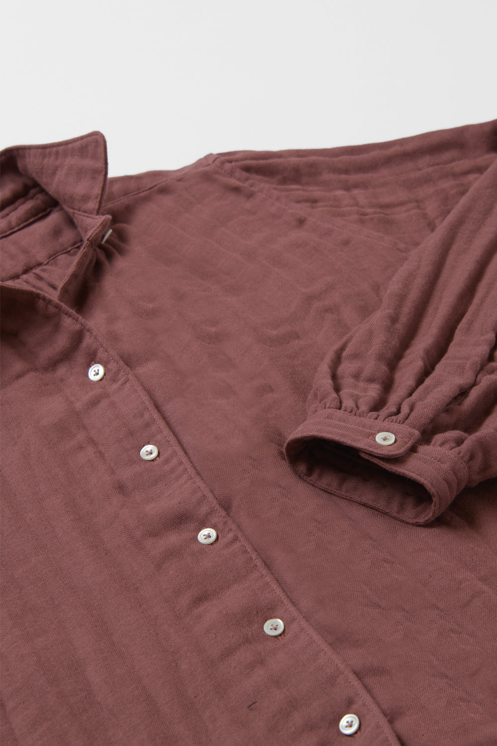 あたたかいブラウス<br>綿ワッシャー　ブラウン