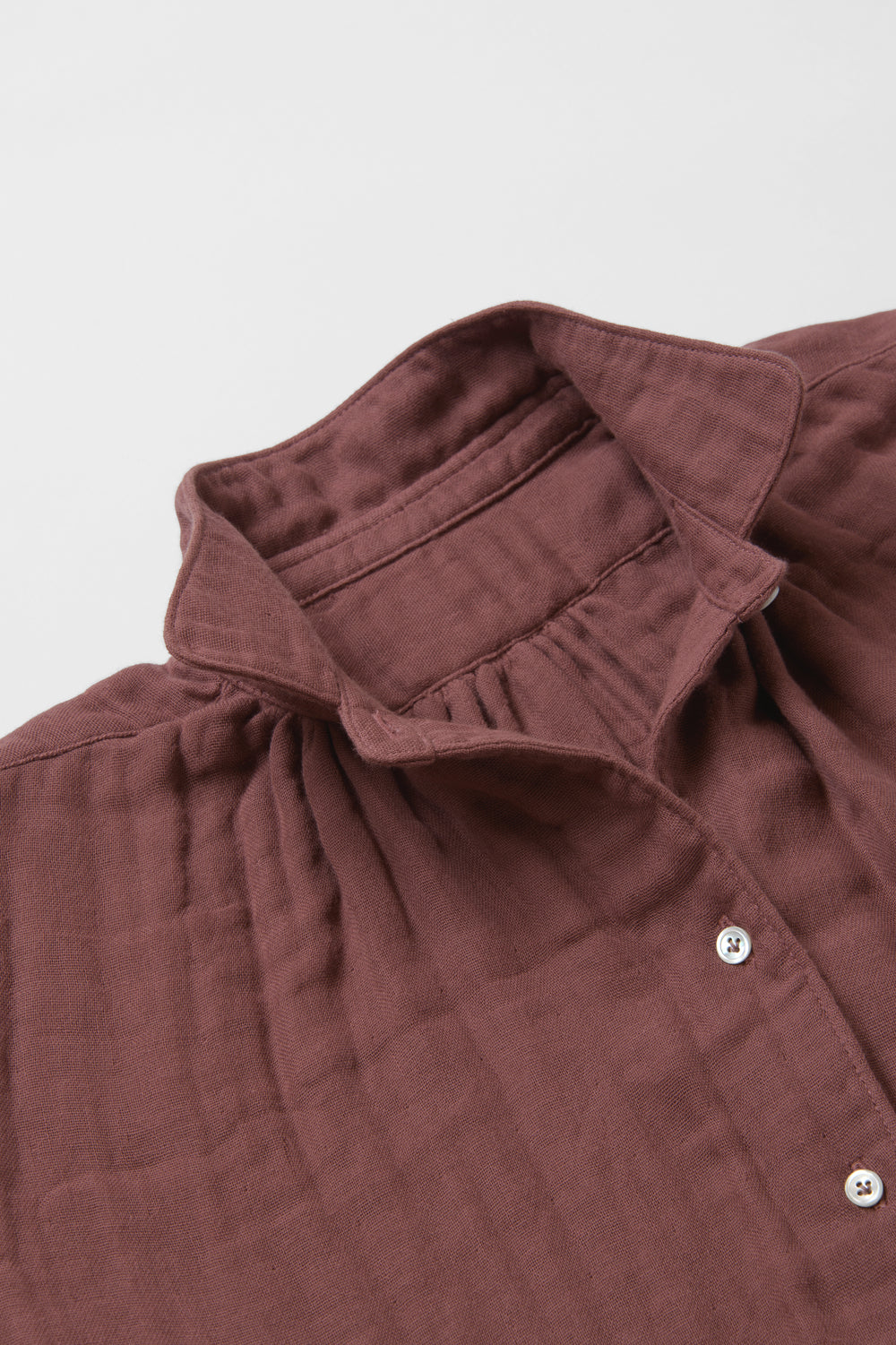 あたたかいブラウス<br>綿ワッシャー　ブラウン