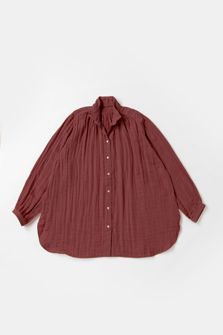 シャツ<br>綿ワッシャー　ブラウン