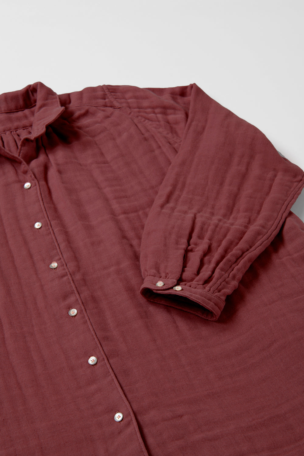 シャツ<br>綿ワッシャー　ブラウン