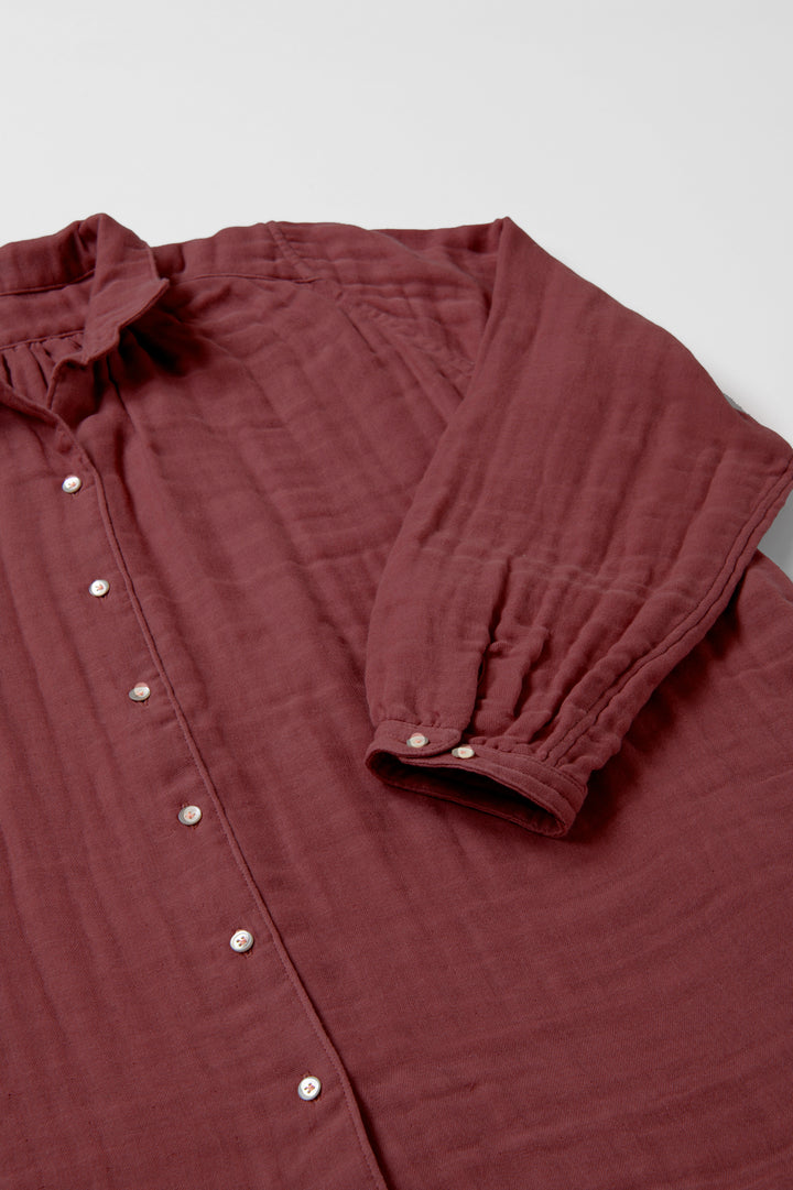 シャツ<br>綿ワッシャー　ブラウン