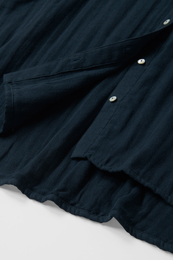 あたたかいスタンドカラーブラウス<br>ネイビー