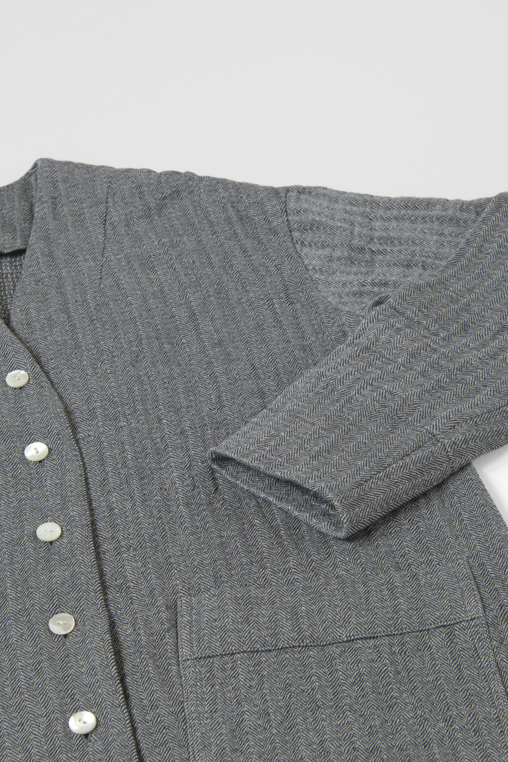 ロングカーディガン<br>ワッフルヘリンボン<br>黒