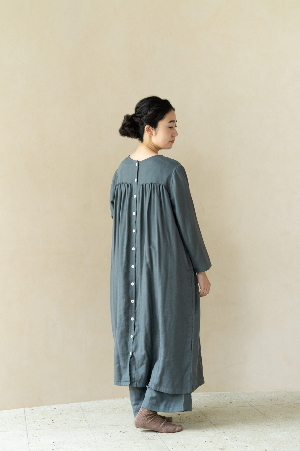 ３wayワンピース<br>綾織　ダークグリーン