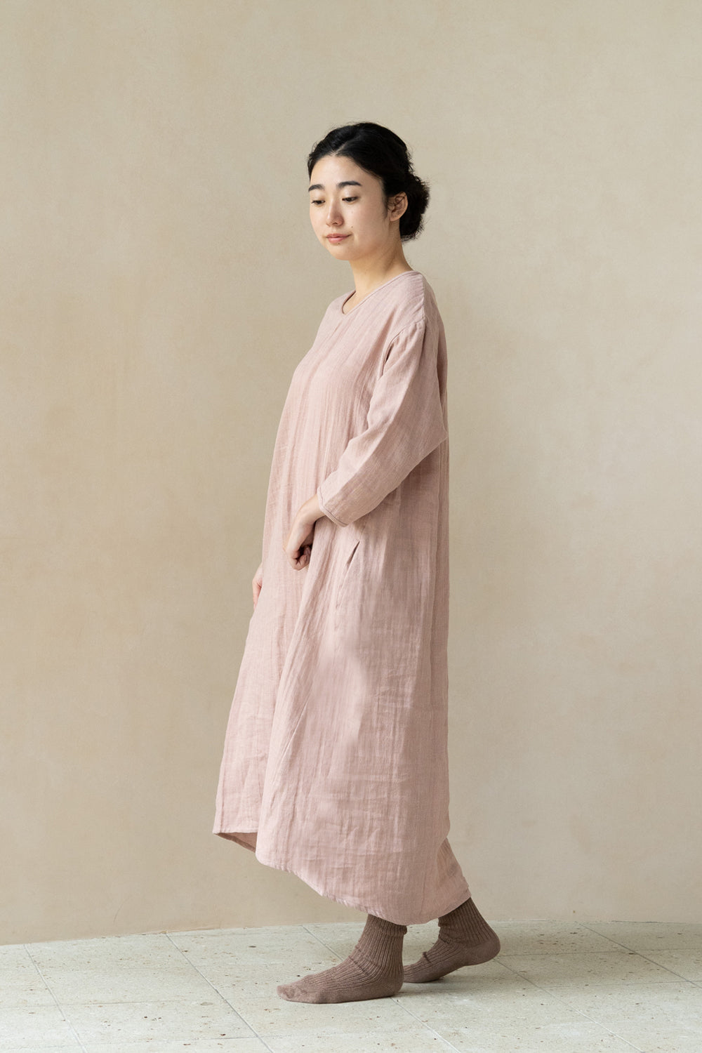 Dress 3/4 sleeve hemp black 