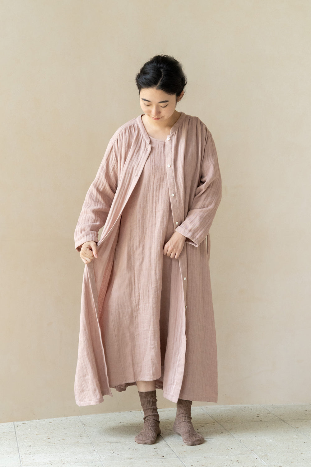 Dress 3/4 sleeve hemp black 